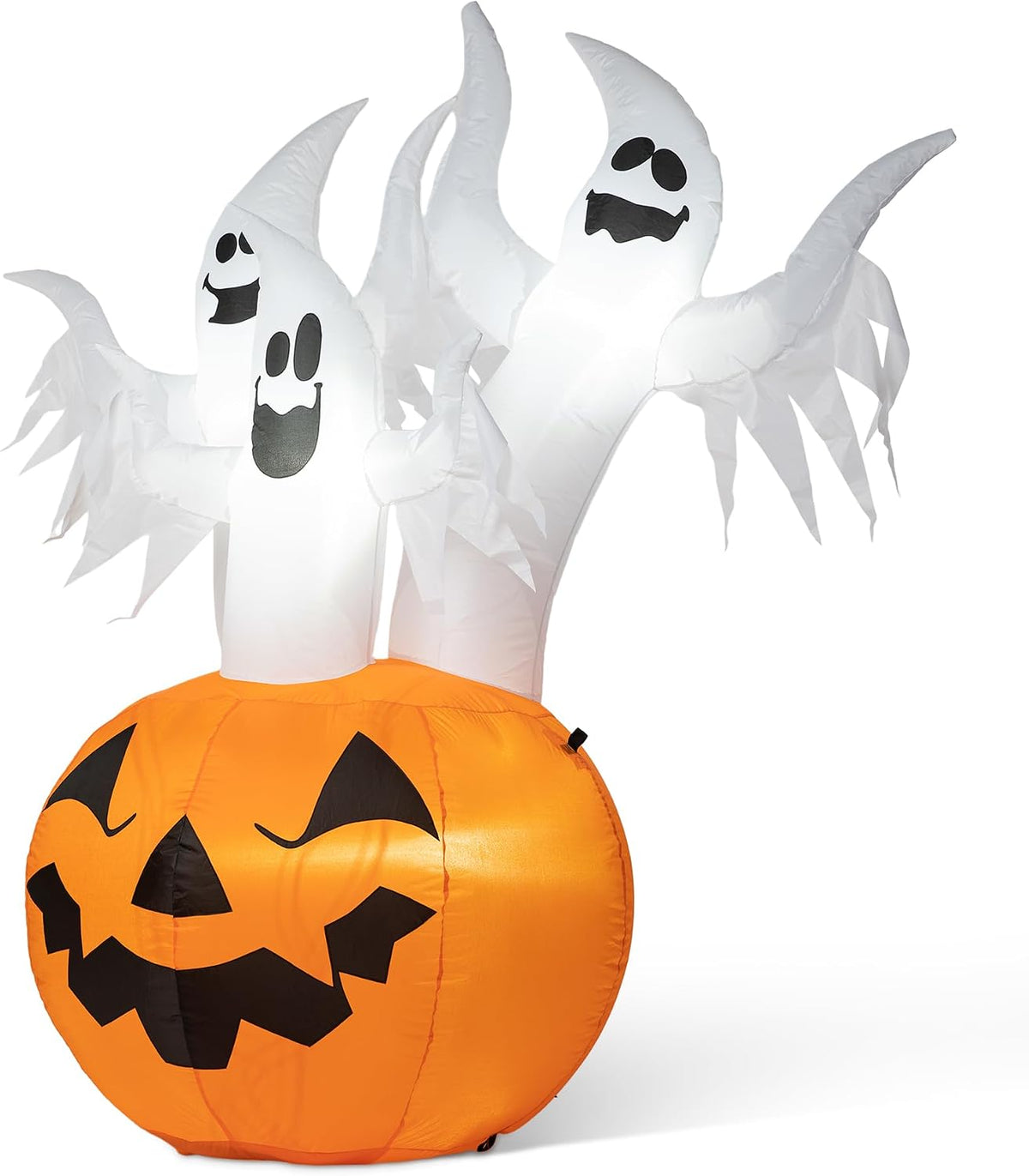 Glitzhome 6ft Halloween Inflatable Decor, 3 Ghosts in Jack-O-Lantern with Lights, Outdoor Indoor Blow Up Yard