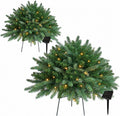 Solar Christmas Planter Filler Tree Outdoor Prelit 2 Pack, 24" Urn Fillers for Porch Planters Pathway Battery