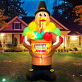 8FT Thanksgiving Inflatable Turkey Fruit Basket Thanksgiving Inflatables Outdoor Decorations with LED