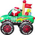 Fraser Hill Farm 6-Ft. Tall Santa in Monster Truck Blow Up Inflatable with Lights, Outdoor Christmas