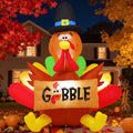 GOOSH 5FT Thanksgiving Inflatables Turkey Outdoor Decorations with Built-in LED Lights,Blow Up Turkey with