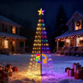 Christmas Cone Tree Lights Outdoor, 6' Multicolor & WarmWhite Prelit Christmas Tree with 8 Modes Remote,