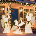 VCUTEKA Christmas Outdoor Decorations - 5FT Christmas Glittering Angel Set with Bow and 170 LED Light for