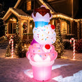 Tujoe 6 FT Christmas Decoration Ice Cream Sundae Inflatable with LED Lights / Festive Pink Stacked Sundae