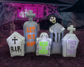 7 FT Halloween Inflatable Tombstones Pathway Scene with Grim Reaper / LED Lights, Haunted House Prop, Outdoor
