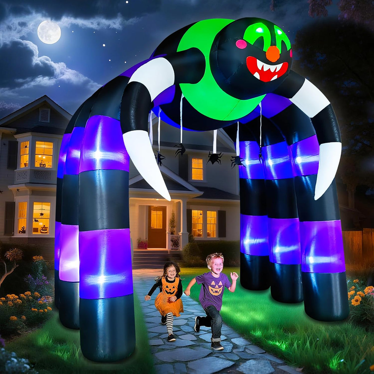 SEASONBLOW 10FT Giant Halloween Inflatable Spider Arch Outdoor Decoration / Halloween Decoration Giant Blow