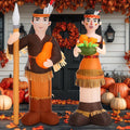 Leyndo 6ft Thanksgiving Harvest Native American Inflatable Outdoor Decorations Indian Man & Woman Combo Blow
