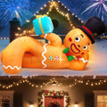 CORALMEE 10FT Christmas Inflatable Outdoor Decoration, Lying Gingerbread Inflatable Blow up Yard Decorations