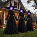 Dazzle Bright Halloween Witch Decorations Outdoor, 6 FT Set of 3 Light Up Head Holding Hands Witch with Stakes, Waterproof...