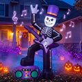 Hollowfly 6 ft Halloween Skeleton Inflatable with Guitar, LED Lights Music / Inflatable Skeleton with Music