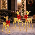DrVIBES 3-Piece 4.3FT 3D Lighted Christmas Reindeer Family Set Gold / Outdoor Christmas Decorations Deer with