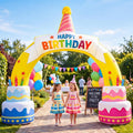 ZeahVeyora 11 FT Inflatable Happy Birthday Cakes Arch Decoration Large Inflatable Birthday Cakes with Party