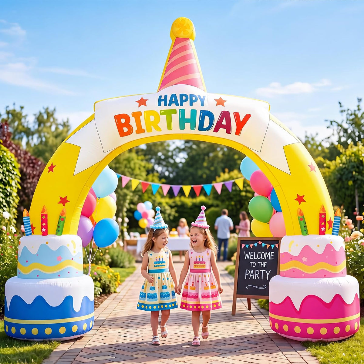 ZeahVeyora 11 FT Inflatable Happy Birthday Cakes Arch Decoration Large Inflatable Birthday Cakes with Party